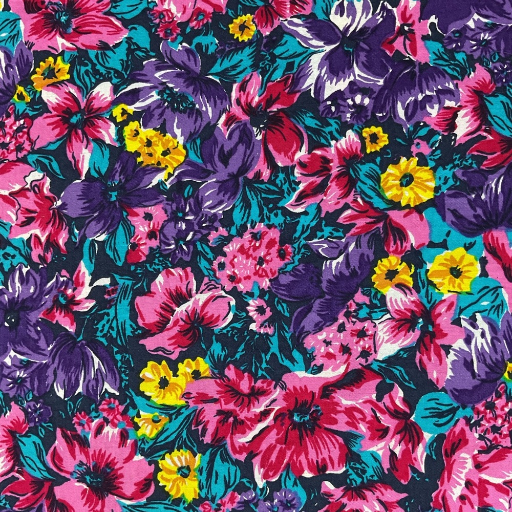 Vintage vibrant colorful garden floral cotton fabric 78” x 42.5”